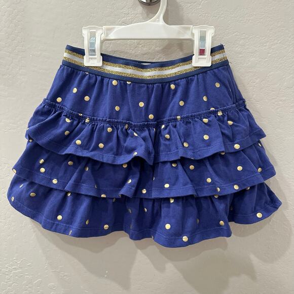 Mini Boden Navy Blue & Gold Polka Dot Tiered Ruffle Skort - Picture 1 of 6